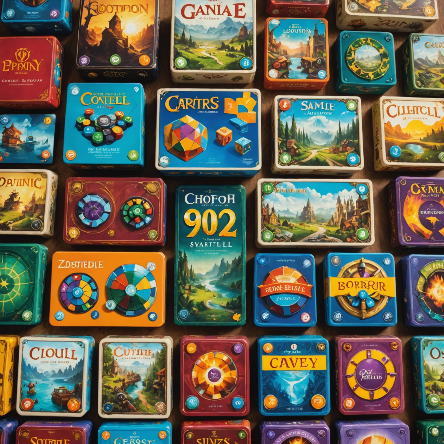 Collage de los 5 juegos de mesa más rentables de 2024, mostrando cajas de juegos coloridas y componentes de alta calidad