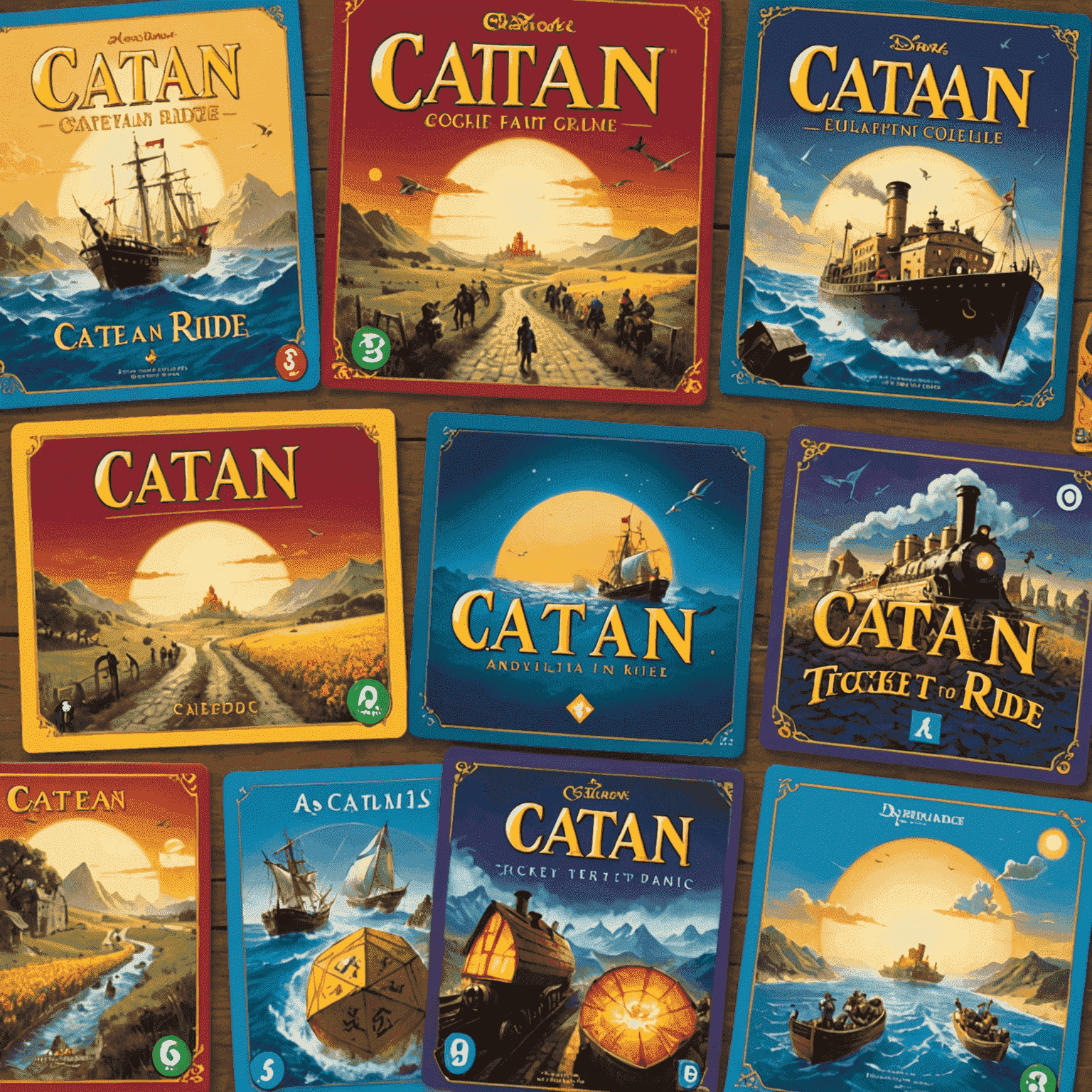 Collage de logos de juegos populares adquiridos por Asmodee, incluyendo Catan, Ticket to Ride y Pandemic