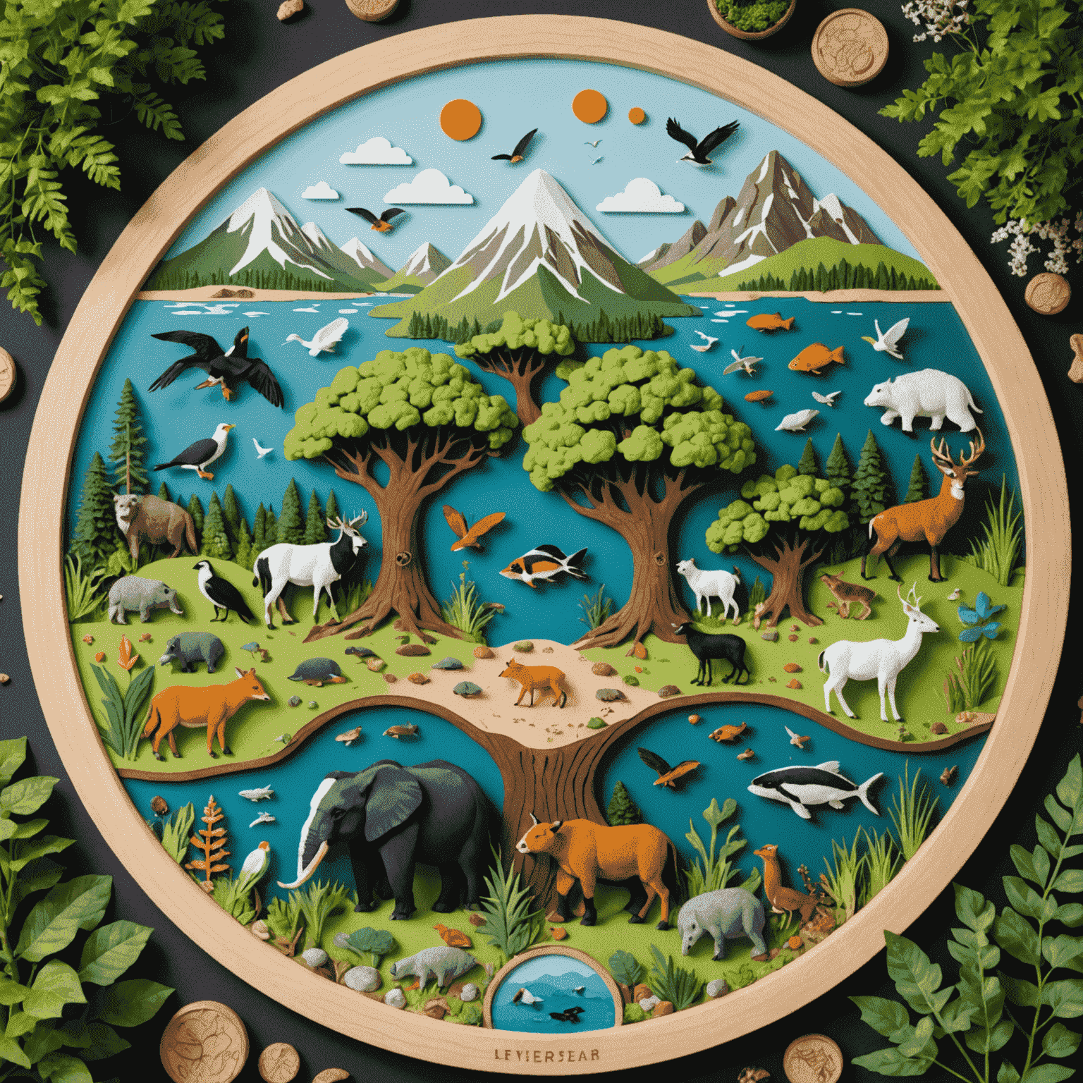 Tablero de 'Ecosistemas en Equilibrio' mostrando diversos hábitats y fichas de animales